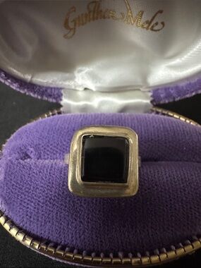 Guttilla Melo Square Black Onyx Ring in 925 Silver